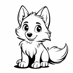 Cute Cartoon Sitting Wolf Illustration