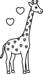 Unique Giraffe with Heart Shaped Spots Detailed Vector Illustration Design
