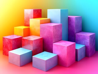 Obraz premium Vibrant 3D Abstract Geometric Shape Arrangement