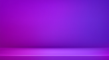 Purple studio background. Empty violet abstract room presentation. 3d neon gradient corner podium. Vector realistic illustration