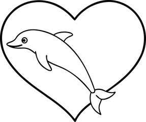 Obraz premium Joyful Dolphin Leaps Through Heart Ring Vector Design 