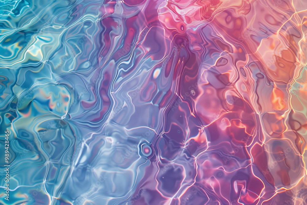 Poster background of soft splashes of water and changing colors creates feeling of tenderness and harmony. 