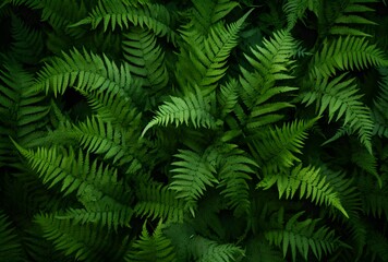 Lush Green Fern Texture - Top View Photography