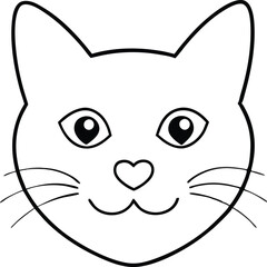 Playful Cat with Heart Shaped Whiskers Vector Art
