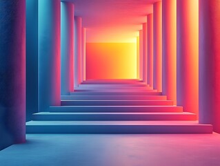 Obraz premium Colorful 3D Gradient Background with Geometric Shapes