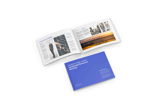 Landscape Brochure - Opened and Cover - Half Side View 
