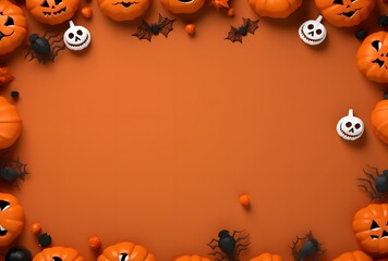 Halloween Pumpkin Frame Background, Orange