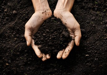 Hands Holding Soil Top View Photography