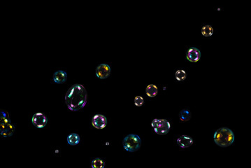 Soap bubbles isolated on a black background