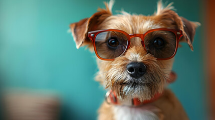 Cute Dog Wearing Glasses - Photo