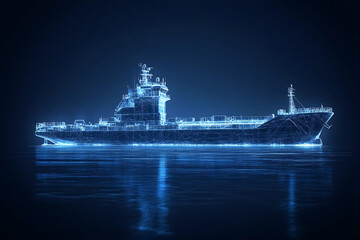 Fototapeta premium Cargo Ship it Wireframe plexus style Illustration