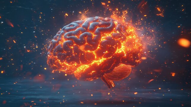 Concept art of a human brain exploding with knowledge and creativity. generative ai