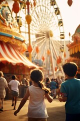 Joyous Kids at the Amusement Park