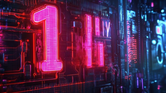 Electrifying '1 Day Left' Countdown Graphic with Futuristic Neon Glowing Effects