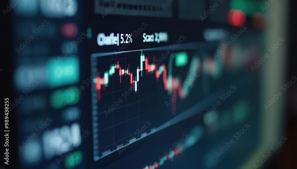 Poster close-up of financial data on digital screen: a close-up view of financial data displayed on a digit