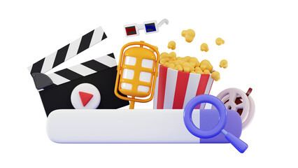 Searching video project Minimal three-dimensional 3D render illustration