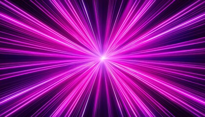 Neon speed rays abstract background. A burst of pink light energy. The movement of luminous purple rays in space.
