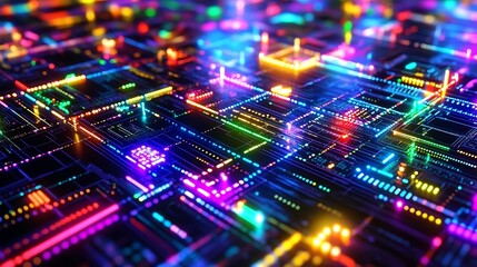 Fototapeta premium A computer screen displaying a complex algorithm in bright colors