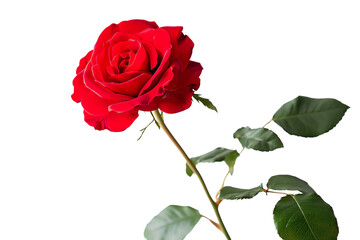 Fototapeta premium Elegant Red Rose with Ribbon, Perfect for Romantic Gestures, Weddings, and Special Occasions, Isolated on White Background