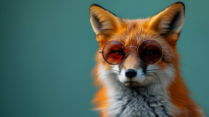 Fox Wearing Sunglasses - A Close-Up Photo
