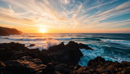 A Sunset Scene with Golden Hues