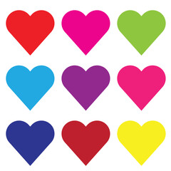 Colorful Love hearts shape vector illustration with white background