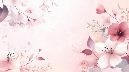heartwarming mothers day illustration featuring soft pastel hues delicate floral elements frame a space for text conveying love and appreciation with a modern minimalist aesthetic