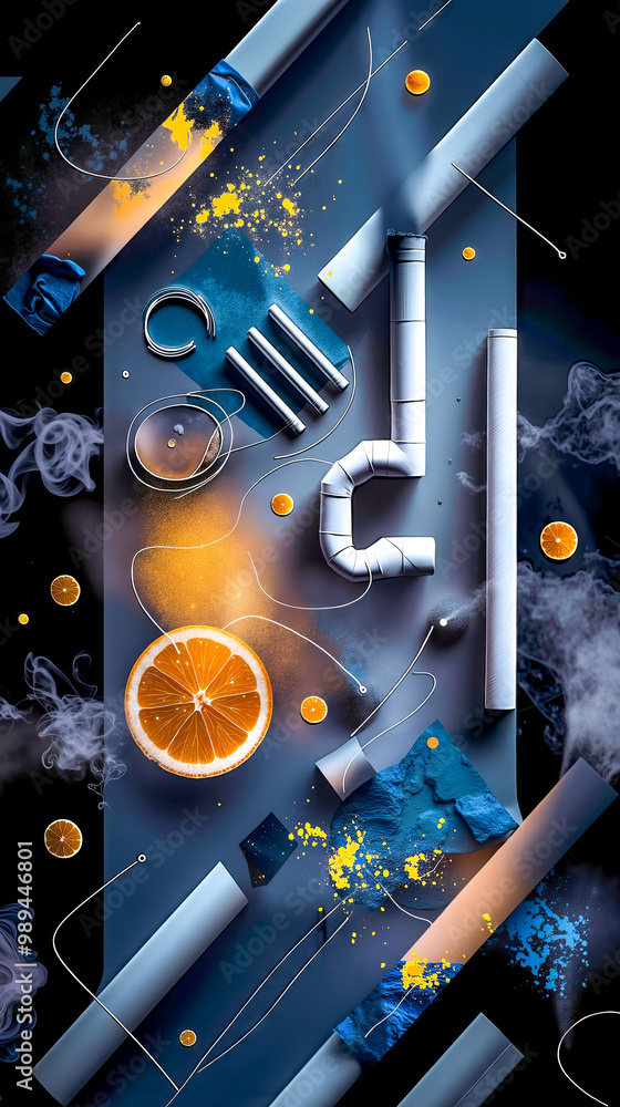 Poster a poster with a bunch of different types of cigarettes and oranges