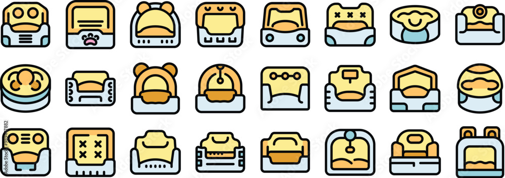 Poster cat sleeping place icon set. outline set of cat sleeping place vector icons for web design isolated 