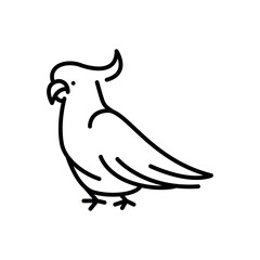 Australian parrot black line illustration. Animals of Australia.