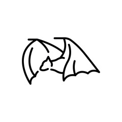Australian flying fox black line illustration. Animals of Australia.