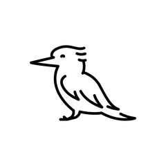 Kookabarra black line illustration. Animals of Australia.