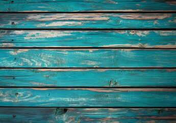 Fototapeta premium Turquoise Painted Wood Plank Background