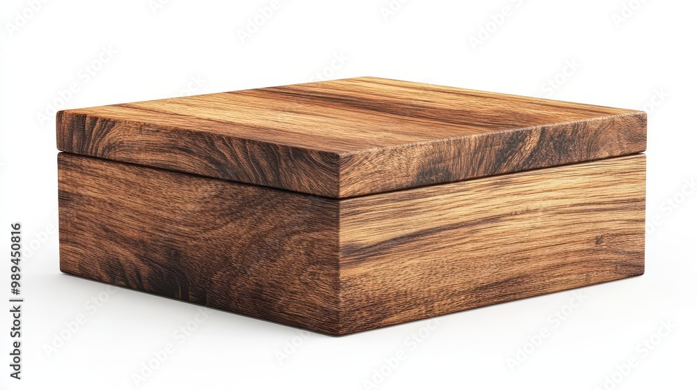 Aufkleber hyperrealistic wooden box with intricate grain detail isolated on white 3d rendering