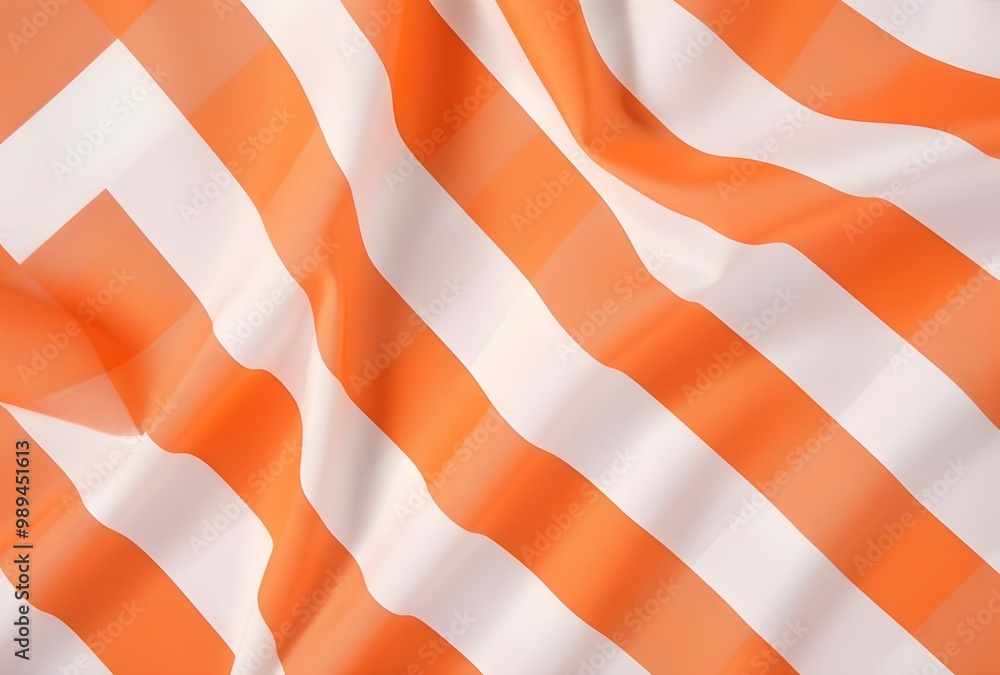 Sticker Orange and White Striped Fabric Background Texture