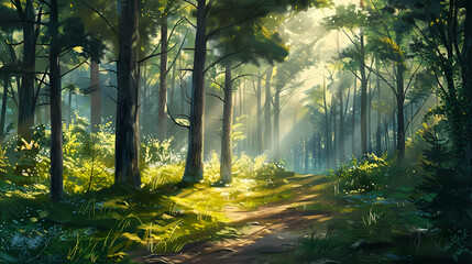 Obraz premium Sunny morning in the forest