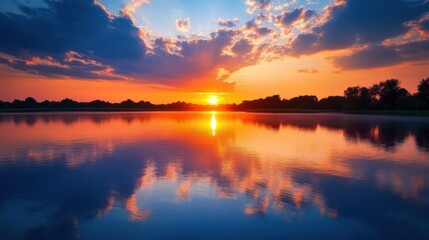 Naklejka premium Serene Sunset Reflections