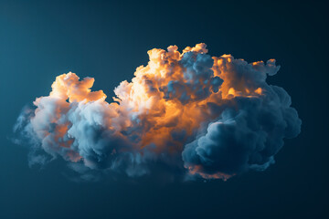 On dark blue background to a point a volumetric cloud of light


