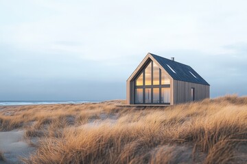 Small wooden barn house