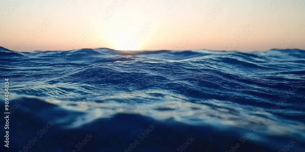 Poster the image is of a calm body of water with a blue color