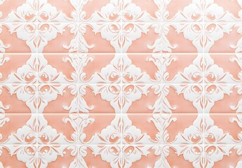 Fototapeta premium Peach And White Patterned Tile Background