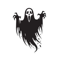 Ghost Halloween vector silhouette full black color white background
