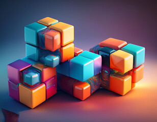 Obraz premium Cube with an abstract cartoon style, rendered in 3D