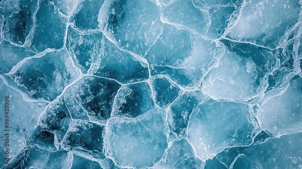Poster intricate network of icy cracks spreads across a frosted surface creating a delicate winter landscap