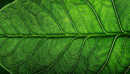 Obraz premium Close-up of green leaf veins, natural texture background.