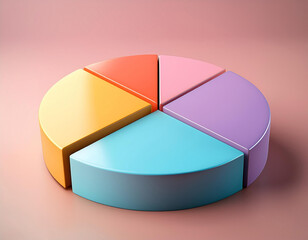 Obraz premium a vibrant three-dimensional pie chart with a pastel background