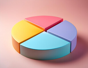 Obraz premium a vibrant three-dimensional pie chart with a pastel background