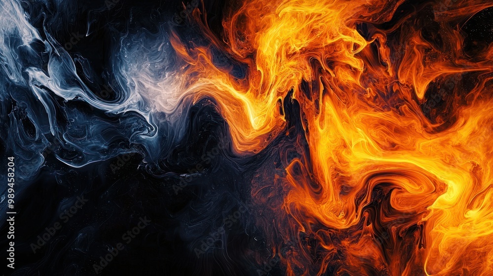 Poster anger captured in a creative way with an abstract representation of flames and dark colors swirling 