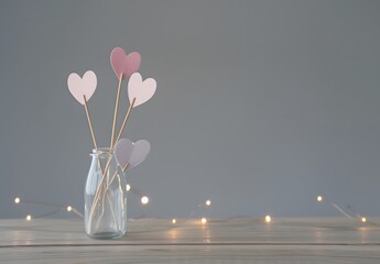 Valentine's Day Decor with Hearts in Jar