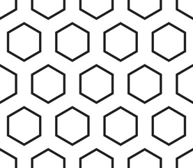 Abstract pattern of geometric shapes. Hexagon bold mosaic cell with padding. Large hexagons. Seamless tileable vector illustration.